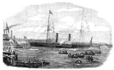 Launch of the Australian Steam-ship "Pacific", at Millwall, 1854. Creator: Unknown