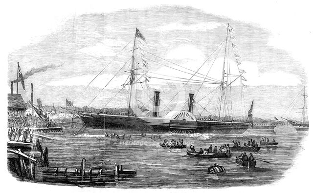Launch of the Australian Steam-ship "Pacific", at Millwall, 1854. Creator: Unknown.