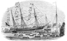 Launch of "The Braganza" steamer at Cowes, 1844. Creator: Unknown