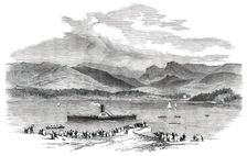Launch of the "Dragon-Fly" Steamer on Lake Windermere, 1850. Creator: Smyth