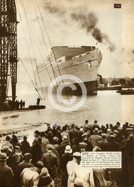 Launch of the 'Empress of Britain', Glasgow, 11 June 1930, (1935). Creator: Unknown.