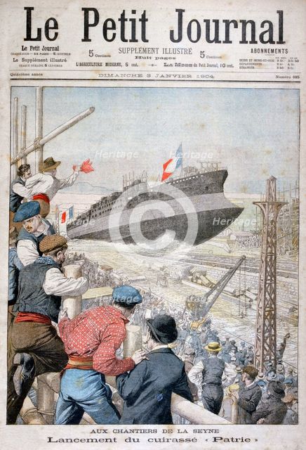 Launch of the French battleship 'Patrie', Toulon, December 1903 (1904). Artist: Unknown