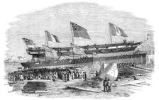 Launch of "The Genova" Steam-ship, at Messrs. Mare's, Blackwall, 1856. Creator: Unknown