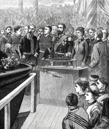 Launch of the Inflexible at Portsmouth...Princess Louise Starting the Ship by Electricity...1876. Creator: W. H. O.