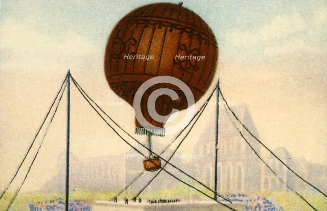 Launch of the Montgolfier Brothers' balloon, June 1783, (1932). Creator: Unknown.