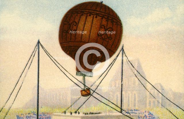 Launch of the Montgolfier Brothers' balloon, June 1783, (1932). Creator: Unknown.