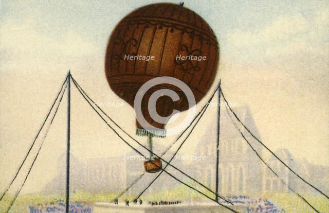 Launch of the Montgolfier Brothers' balloon, June 1783, (1932). Creator: Unknown.