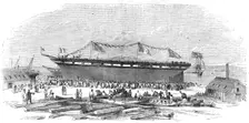 Launch of "The Napoleon III", at Ardrossan, 1854. Creator: Unknown