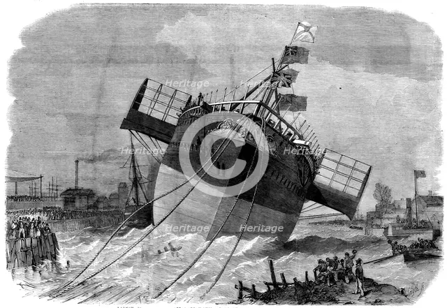 Launch of the "Paramatta" Steam-ship at Blackwall on Monday week, 1858. Creator: Smyth.