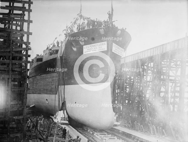 Launch of USS Pensylvania, between c1910 and c1915. Creator: Bain News Service.