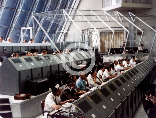 Launch Control Center in the John F Kennedy Space Center, Florida, USA, July 1969.  Creator: NASA.