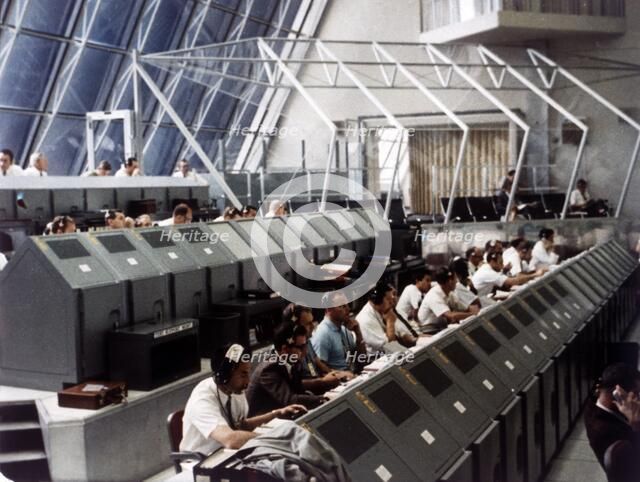 Launch Control Center in the John F Kennedy Space Center, Florida, USA, July 1969.  Creator: NASA.