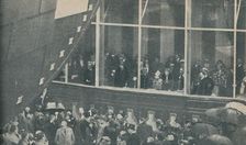 Launching of giant new British liner the RMS Queen Mary, September 26, 1934 (1936)