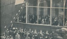Launching of giant new British liner the RMS Queen Mary, September 26, 1934 (1936)