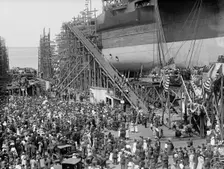 Launching of U.S.S. Texas, 1912. Creator: Harris & Ewing