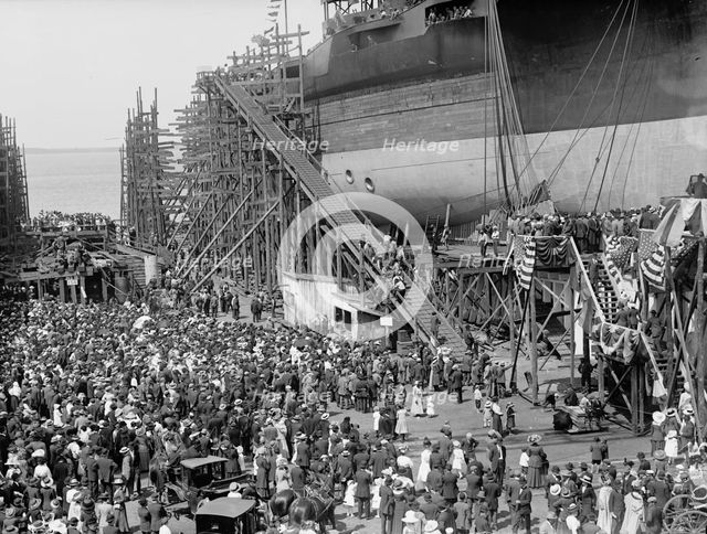 Launching of U.S.S. Texas, 1912. Creator: Harris & Ewing.