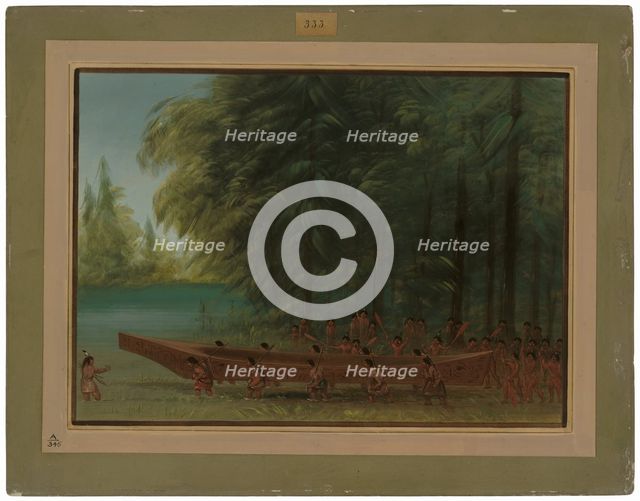 Launching a Canoe - Nayas Indians, 1855/1869. Creator: George Catlin.