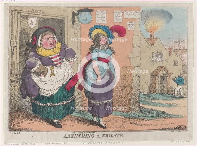 Launching a Frigate, [February 1, 1809], reprint., [February 1, 1809], reprint. Creator: Thomas Rowlandson.