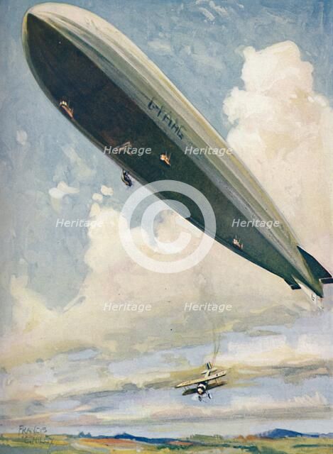 'Launching an Aeroplane from an Airship in Mid-Air', 1927. Artist: Unknown.