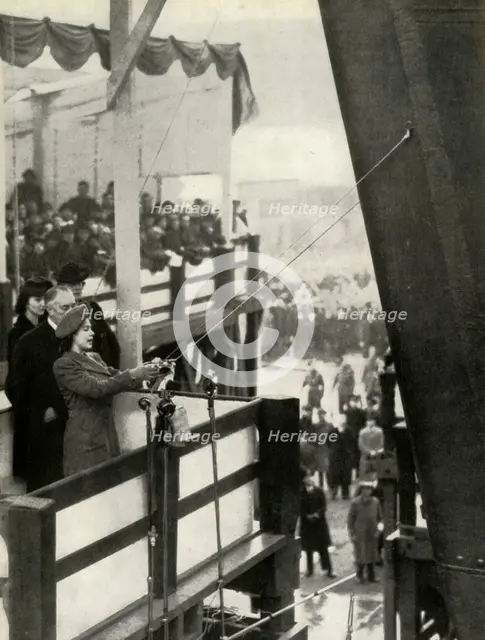 'Launching H.M.S. Eagle - 19th March, 1946', 1947. Creator: Unknown.