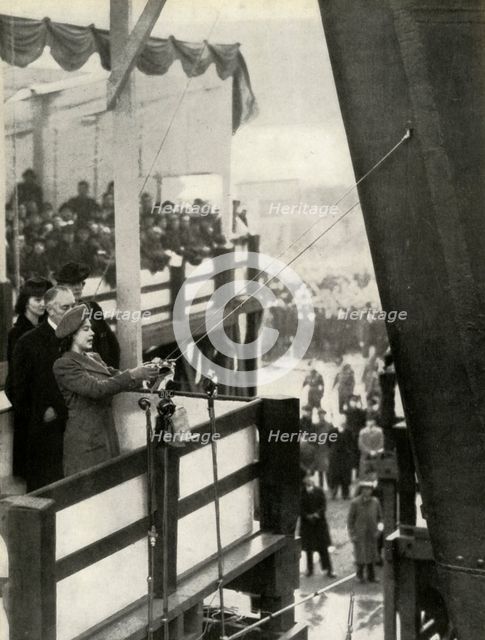 'Launching H.M.S. Eagle - 19th March, 1946', 1947. Creator: Unknown.