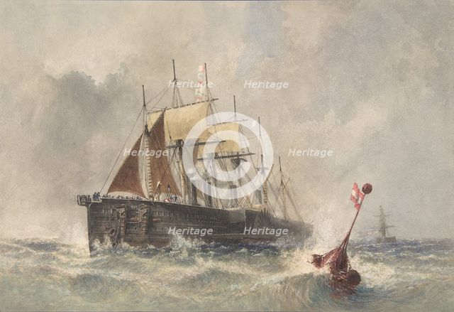 Launching the Buoy from the Bow of the Great Eastern on August 8th, 1865, 1865-66. Creator: Robert Charles Dudley.
