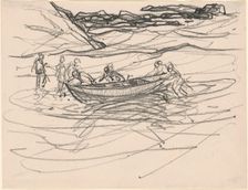 Launching the Life Boat, c. 1930s. Creator: Charles Herbert Woodbury