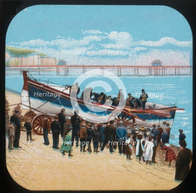 'Launching the Life-boat', c1900. Creator: Unknown.