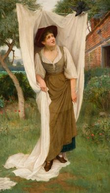 Laundress Startled by a Blackbird, 1891. Creator: John Scott