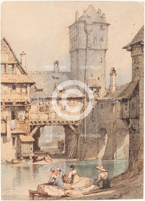 Laundresses before the Wasserturm, Nuremberg. Creator: Samuel Prout.