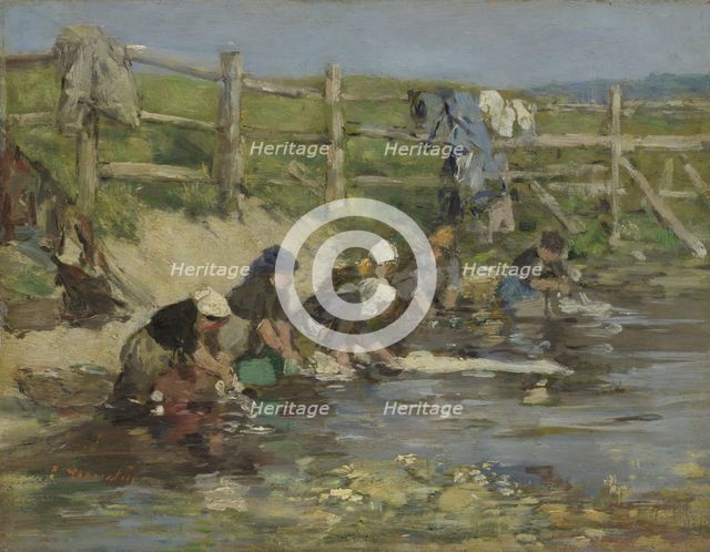 Laundresses by a Stream, ca. 1886-1890. Artist: Boudin, Eugène-Louis (1824-1898)