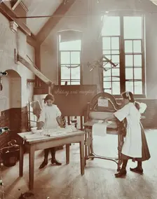 Laundry work, Tennyson Street School, Battersea, London, 1907