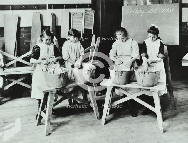 Laundry work, Tennyson Street School, Battersea, London, 1907. Artist: Unknown.