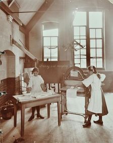 Laundry work, Tennyson Street School, Battersea, London, 1907