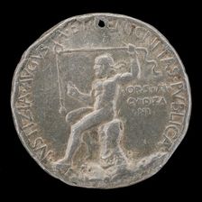 Laureate Figure Holding a Plummet Line [reverse], 1454 or after. Creator: Marco Guidizani