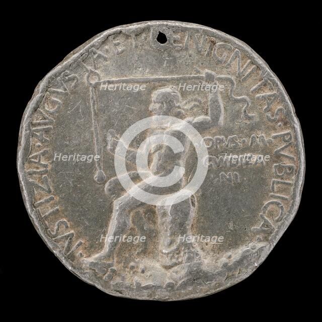 Laureate Figure Holding a Plummet Line [reverse], 1454 or after. Creator: Marco Guidizani.