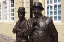 Laurel and Hardy statue, Coronation Hall, Ulverston, Cumbria, 2009