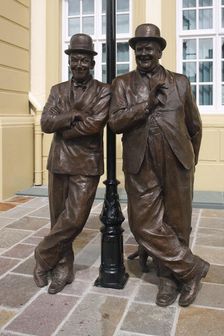 Laurel and Hardy statue, Coronation Hall, Ulverston, Cumbria, 2009