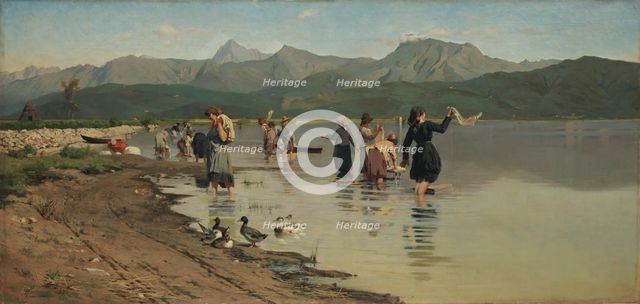 Lavandaie a Torre del lago (Washerwomen at Torre del Lago), 1880. Creator: Cecconi, Eugenio (1842-1903).