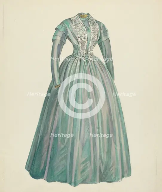 Lavender Taffeta Dress, 1935/1942. Creator: Unknown.