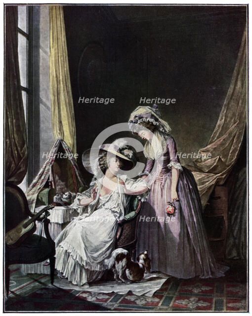 'L'aveu Difficile', 1786 (1931).Artist: Jean-François Janinet   