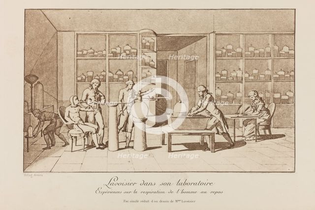 Lavoisier in his laboratory, Early 19th cen..