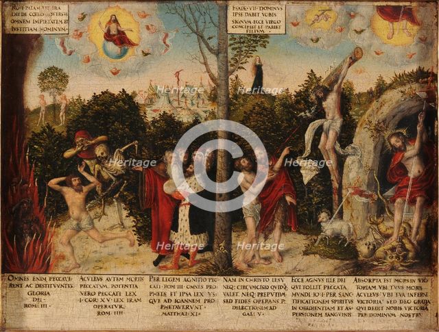 Law and Grace. Artist: Cranach, Lucas, the Younger (1515-1586)