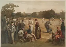Lawn Tennis (Rasentennis), c.1880. Creator: Sandham, Henry (1842-1910)