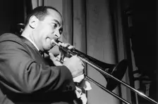 Lawrence Brown, American jazz trombonist, 1962. Creator: Brian Foskett