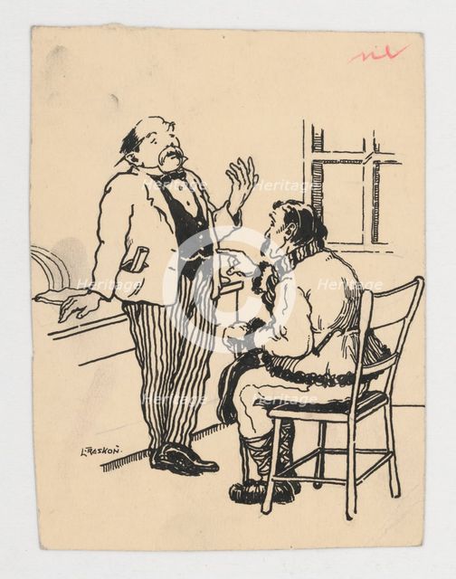 Lawyer with client, around 1920. Creator: Ladislav Treskon.