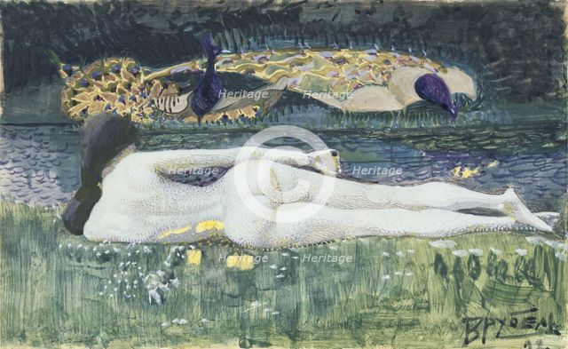 Laying Nude, 1902. Artist: Vrubel, Mikhail Alexandrovich (1856-1910)