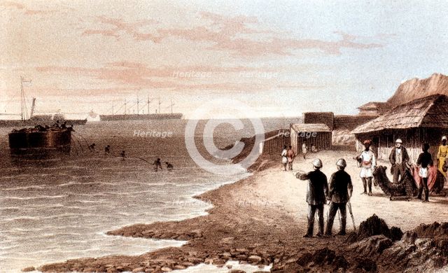 Laying of the telegraph cable across the Indian Ocean between Bombay and Aden, 1870. Artist: Unknown