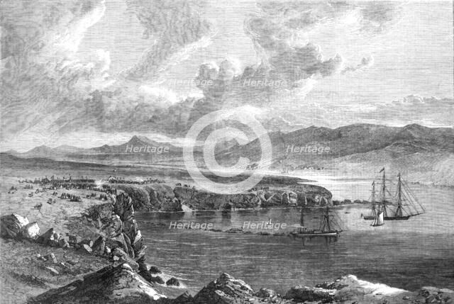 Laying of the Atlantic Telegraph Cable: landing the shore end of the cable...Valencia, 1865. Creator: Unknown.