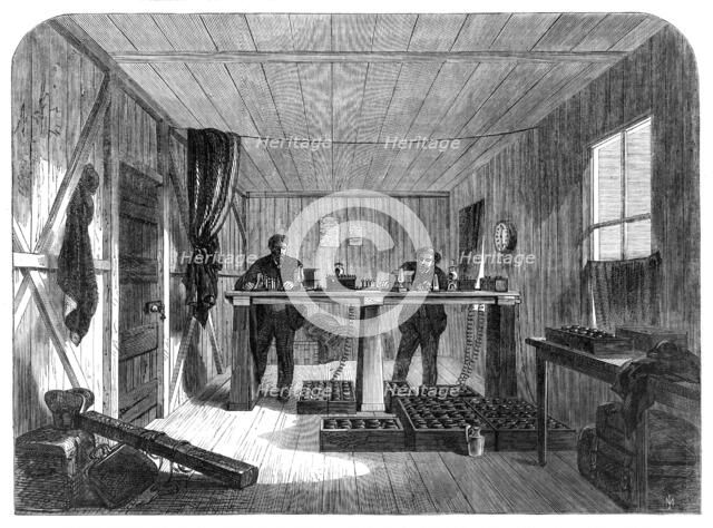 Laying of the Atlantic Telegraph Cable: receiving messages from the Great Eastern...Valencia, 1865. Creator: Unknown.